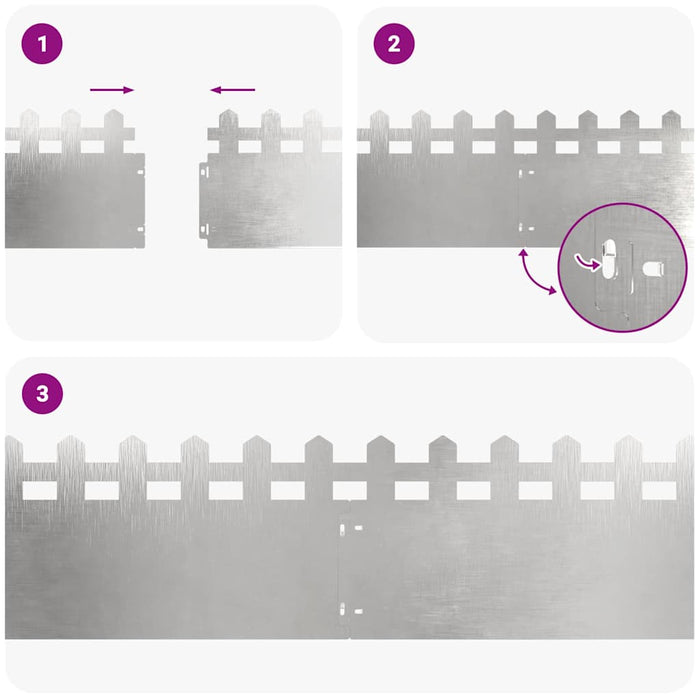 Bordure per prato 10 pcs Argento 103 x 0,05 x 22 cm 874798