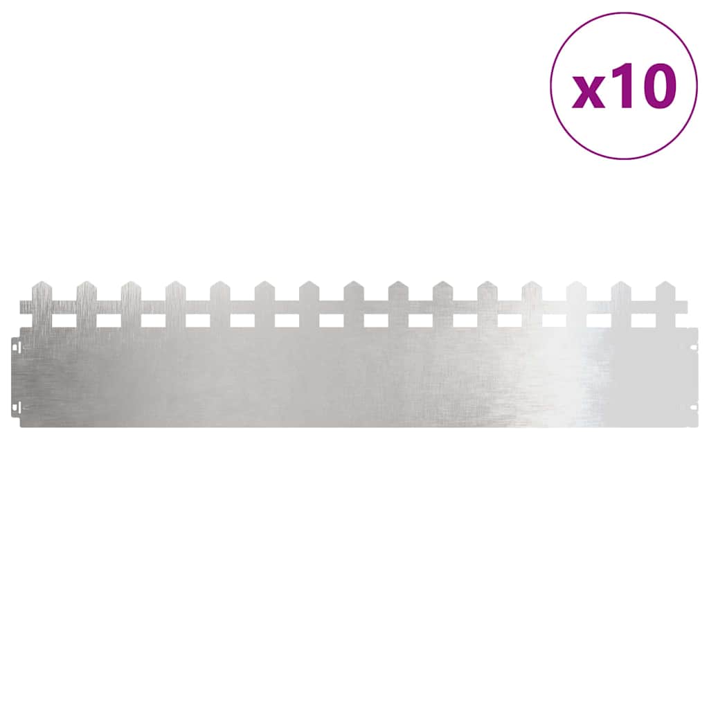 Bordure per prato 10 pcs Argento 103 x 0,05 x 22 cm 874798
