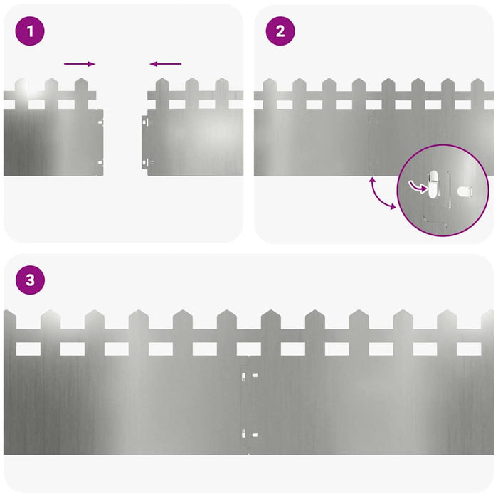 Bordure per prato 10 pcs Argento 103 x 0,05 x 22 cm 874801