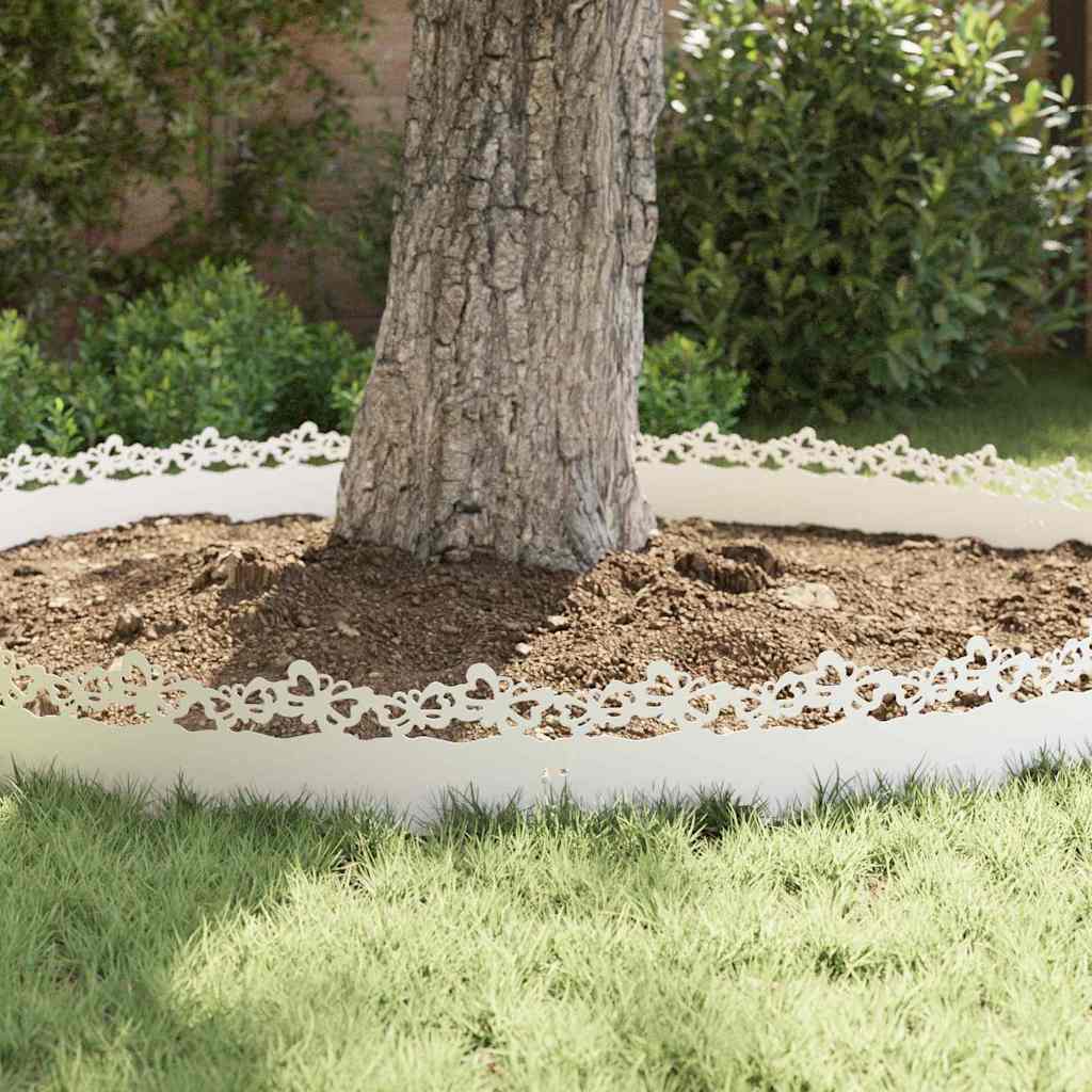 Bordure per prato 20 pcs Bianco 103 x 0,05 x 22 cm Acciaio 874811