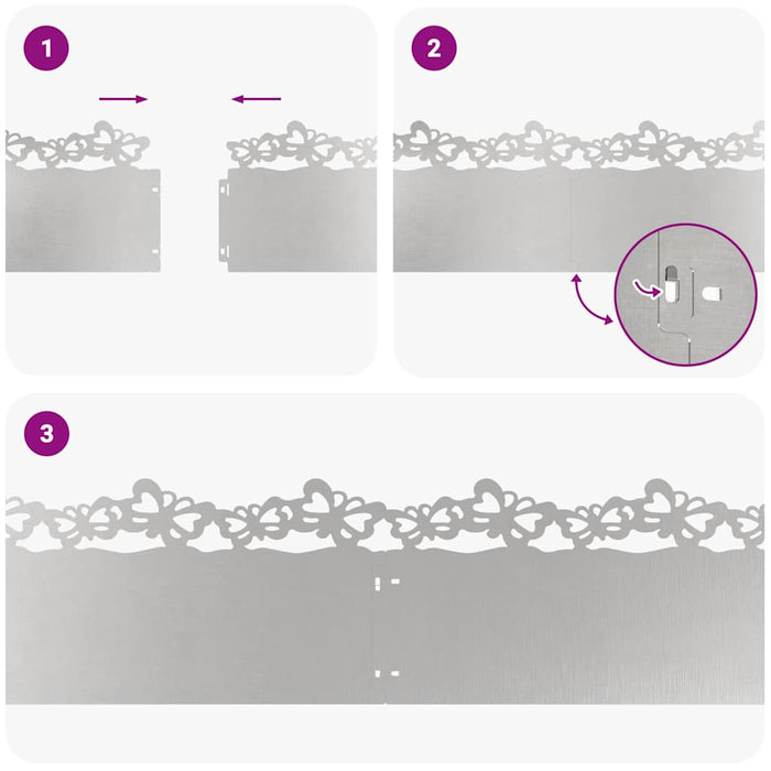 Bordure per prato 10 pcs Argento 103 x 0,05 x 22 cm 874819