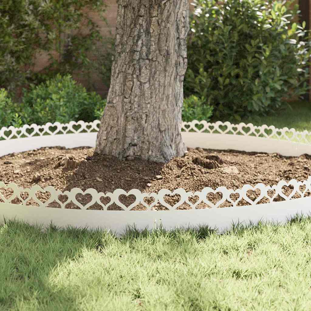 Bordure per prato 30 pcs Bianco 103 x 0,05 x 22 cm Acciaio 874833