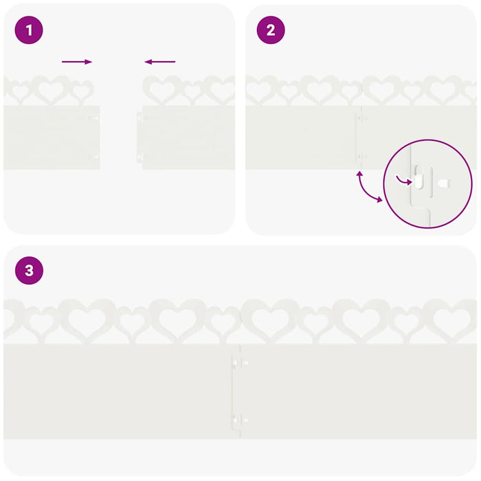 Bordure per prato 30 pcs Bianco 103 x 0,05 x 22 cm Acciaio 874833