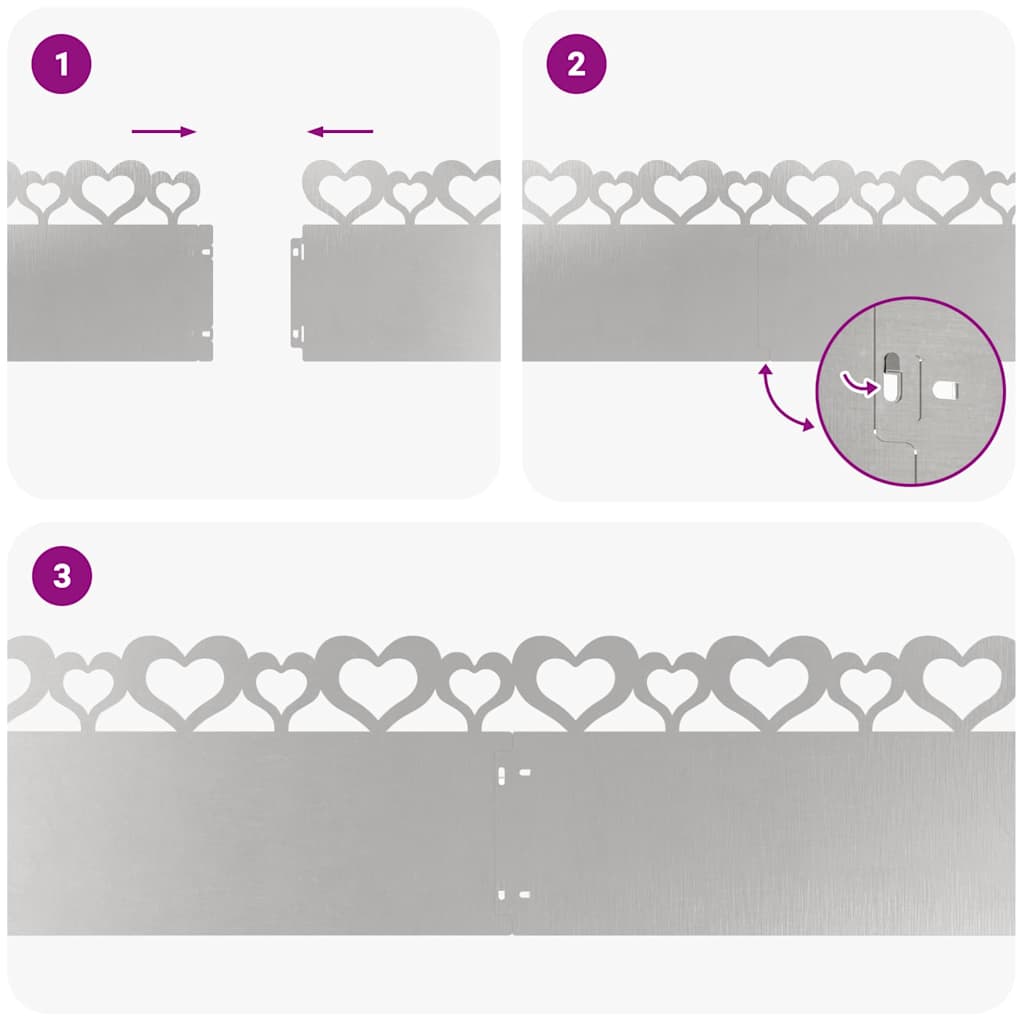 Bordure per prato 20 pcs Argento 103 x 0,05 x 22 cm 874841