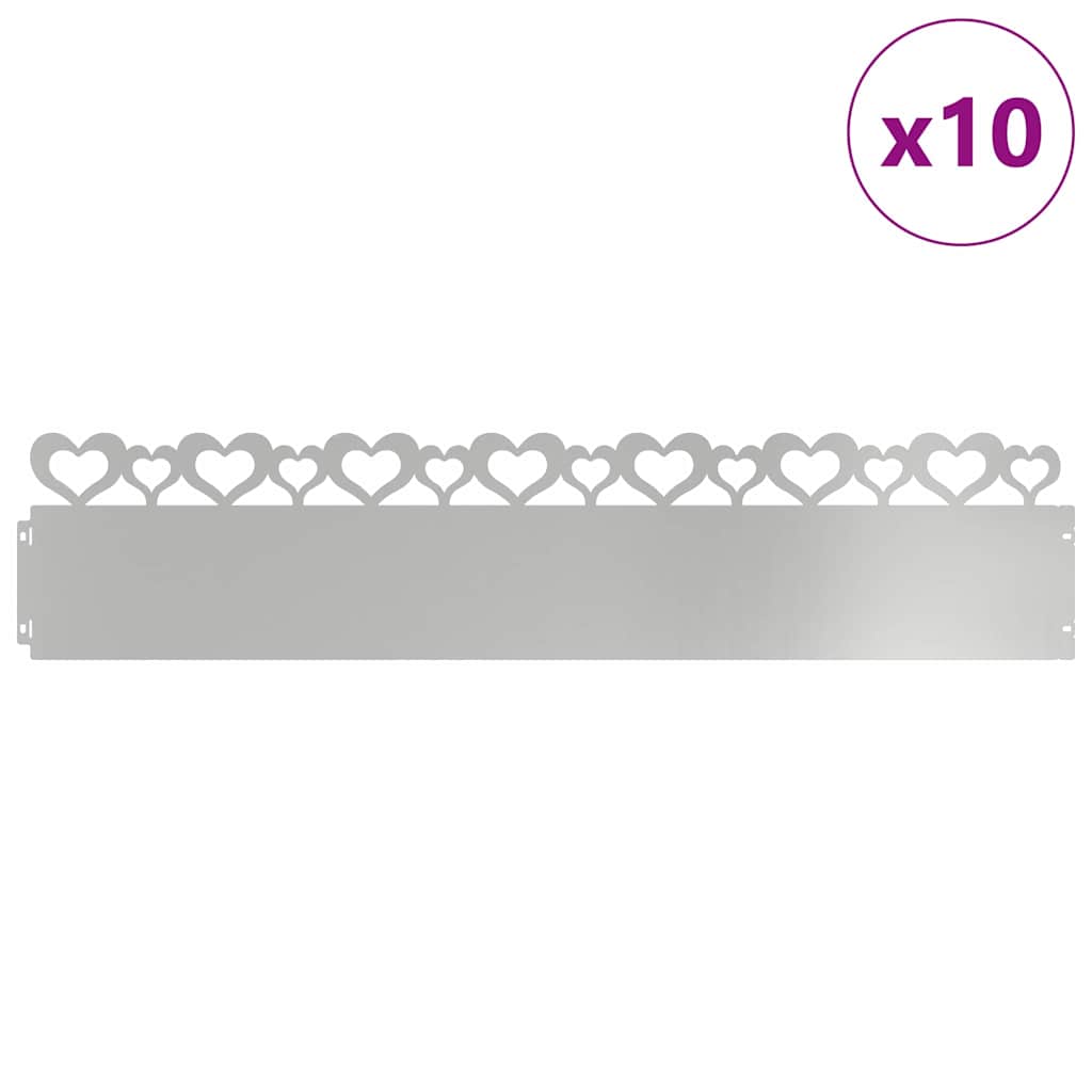 Bordure per prato 10 pcs Argento 103 x 0,05 x 22 cm 874843
