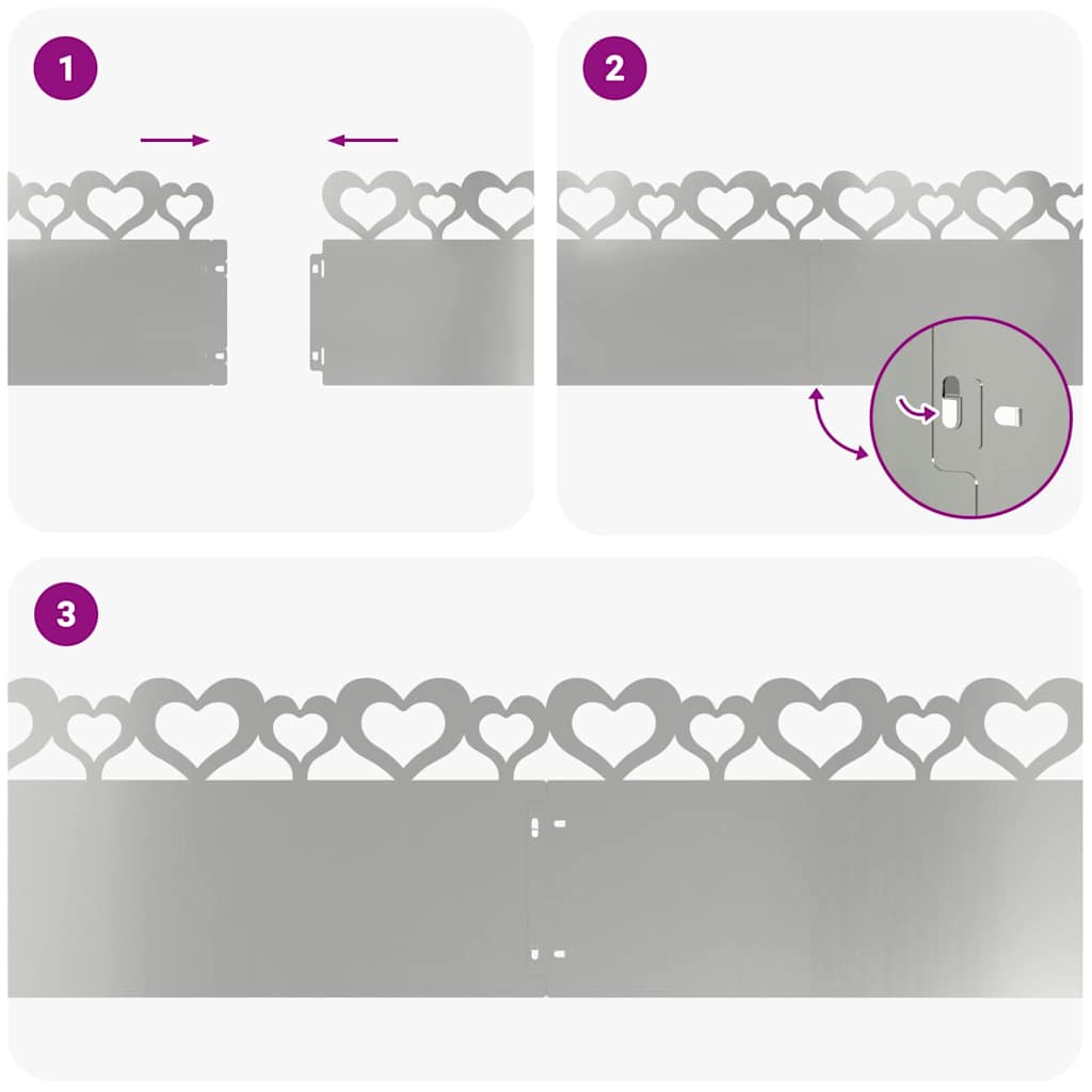 Bordure per prato 20 pcs Argento 103 x 0,05 x 22 cm 874844