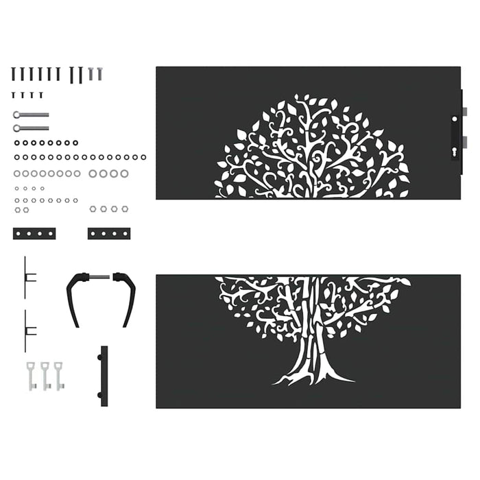 vidaXL Cancello da giardino, Cancello da Giardino 85x75 cm Design Albero in Acciaio Corten