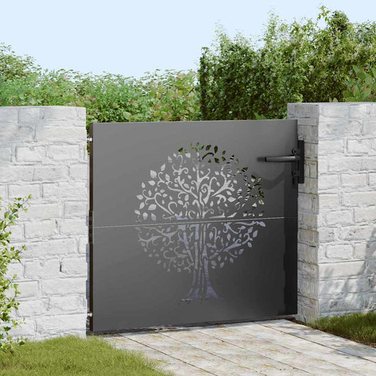 Cancello da giardino, Cancello da Giardino 85x75 cm Design Albero in Acciaio Corten 42015859