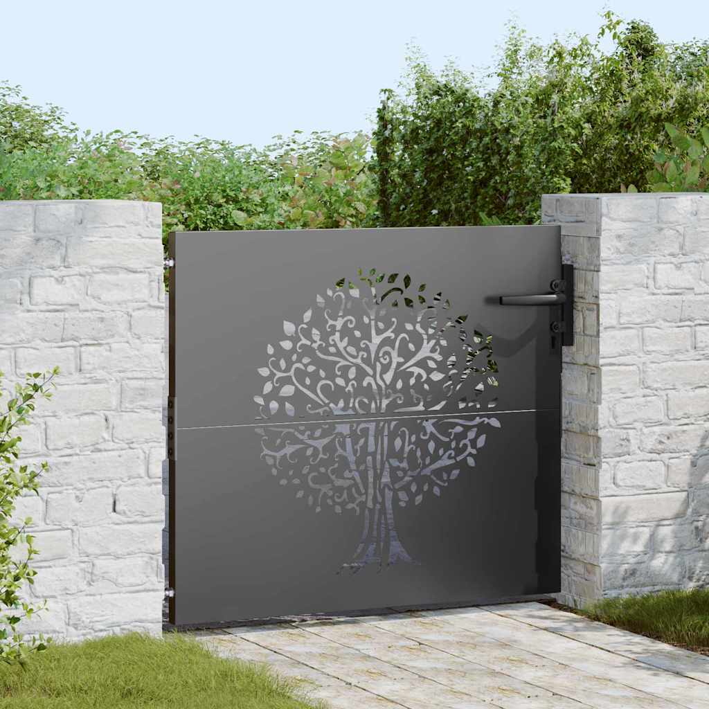 vidaXL Cancello da giardino, Cancello da Giardino 85x75 cm Design Albero in Acciaio Corten