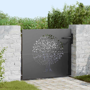vidaXL Cancello da giardino, Cancello da Giardino 85x75 cm Design Albero in Acciaio Corten