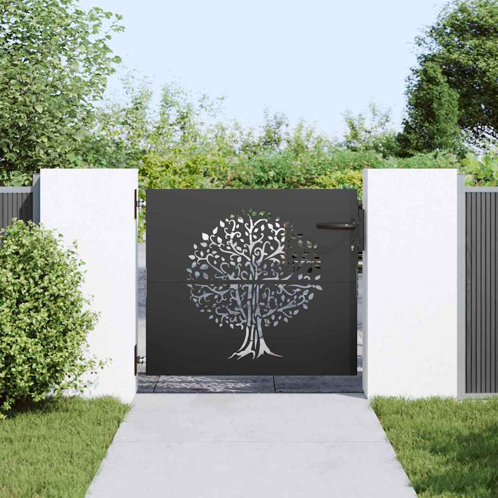 vidaXL Cancello da giardino, Cancello da Giardino 85x75 cm Design Albero in Acciaio Corten