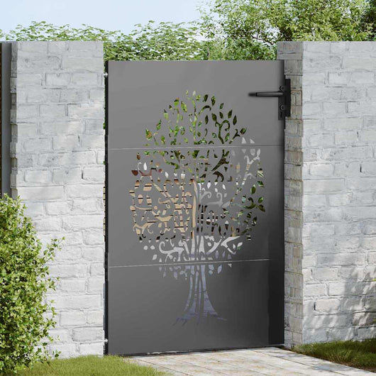 vidaXL Cancello da giardino, Cancello da Giardino 85x75 cm Design Albero in Acciaio Corten