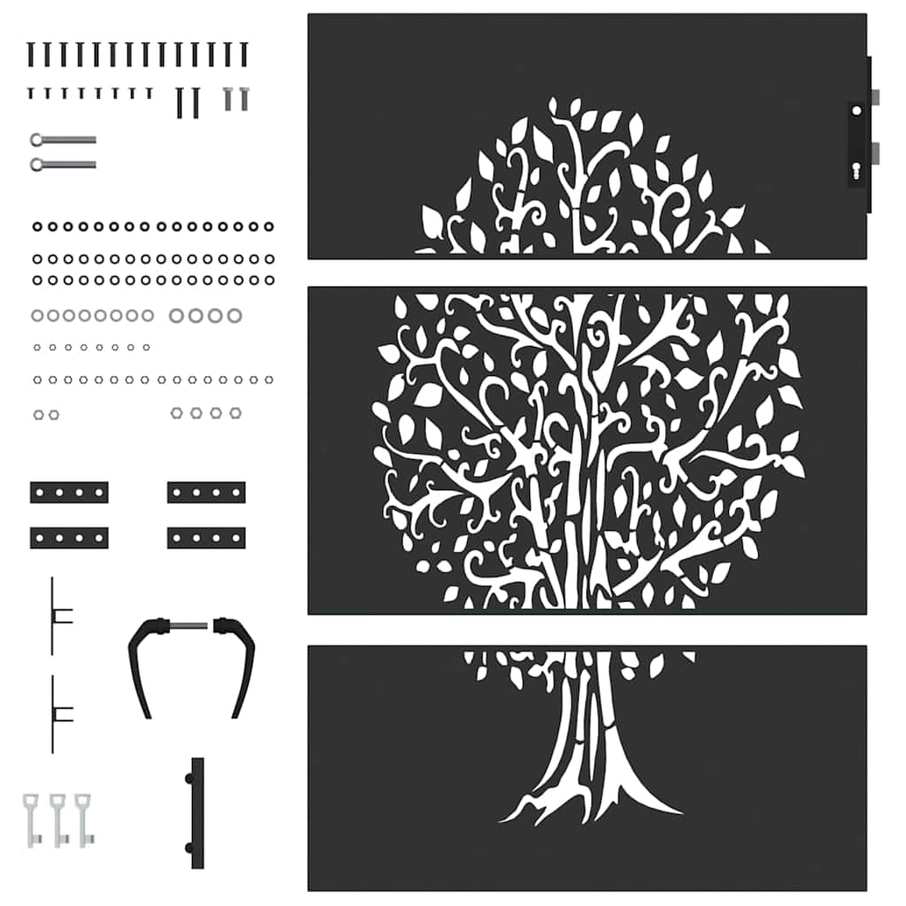 Cancello da giardino, Cancello da Giardino 85x75 cm Design Albero in Acciaio Corten 42015861