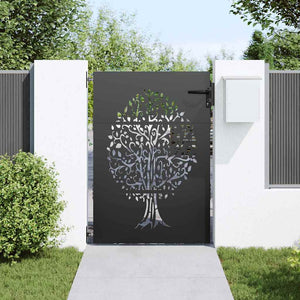 vidaXL Cancello da giardino, Cancello da Giardino 85x75 cm Design Albero in Acciaio Corten