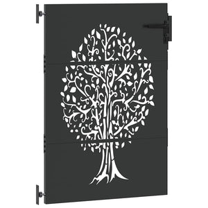 vidaXL Cancello da giardino, Cancello da Giardino 85x75 cm Design Albero in Acciaio Corten