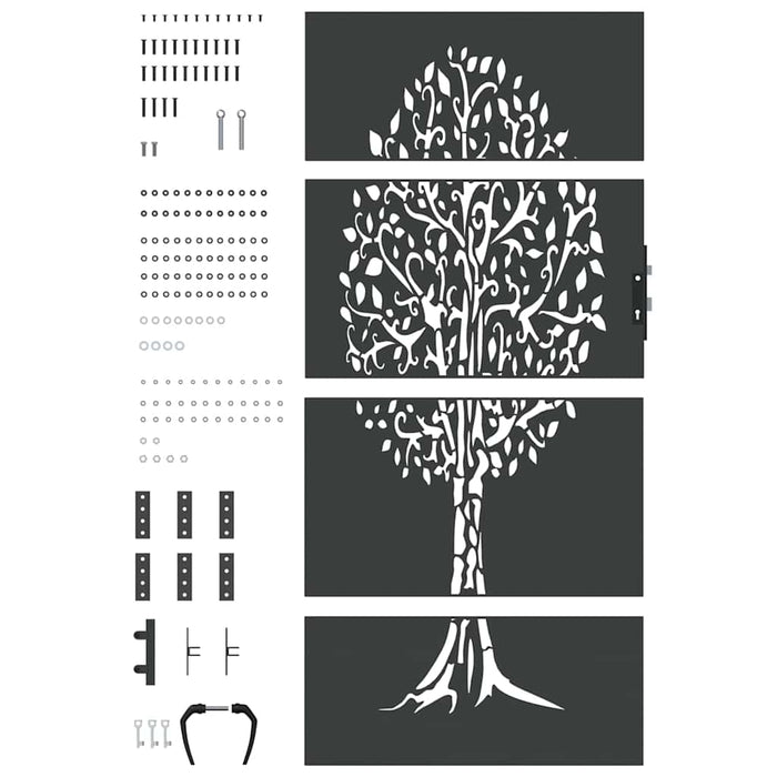 Cancello da giardino, Cancello da Giardino 85x75 cm Design Albero in Acciaio Corten 42015863