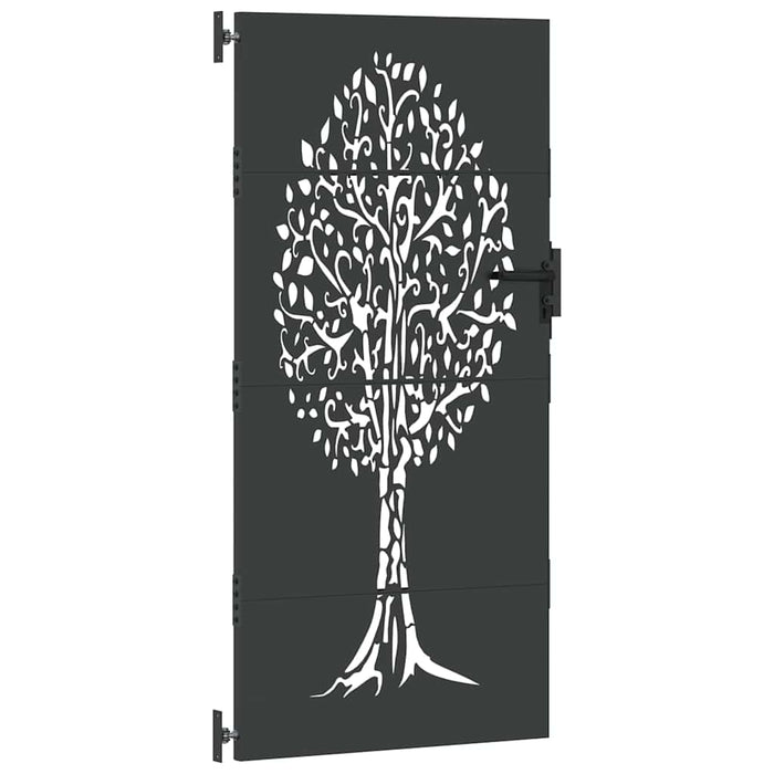 vidaXL Cancello da giardino, Cancello da Giardino 85x75 cm Design Albero in Acciaio Corten