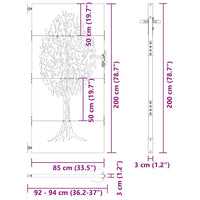 vidaXL Cancello da giardino, Cancello da Giardino 85x75 cm Design Albero in Acciaio Corten