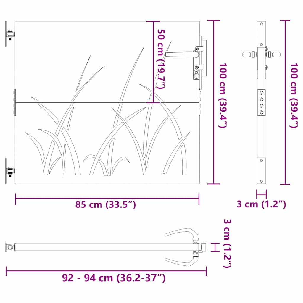 Cancello da giardino con blocco Nero 105 x 100 cm 42015864