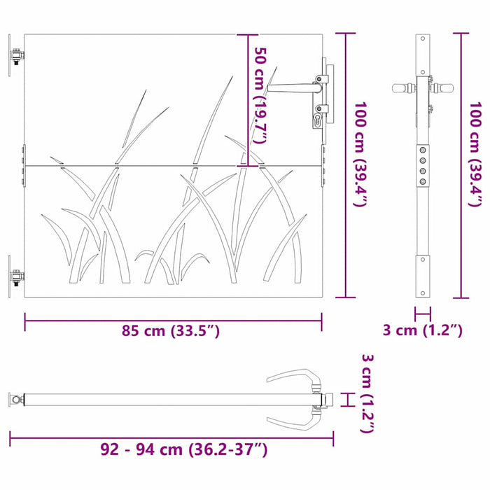 Cancello da giardino con blocco Nero 105 x 100 cm 42015864
