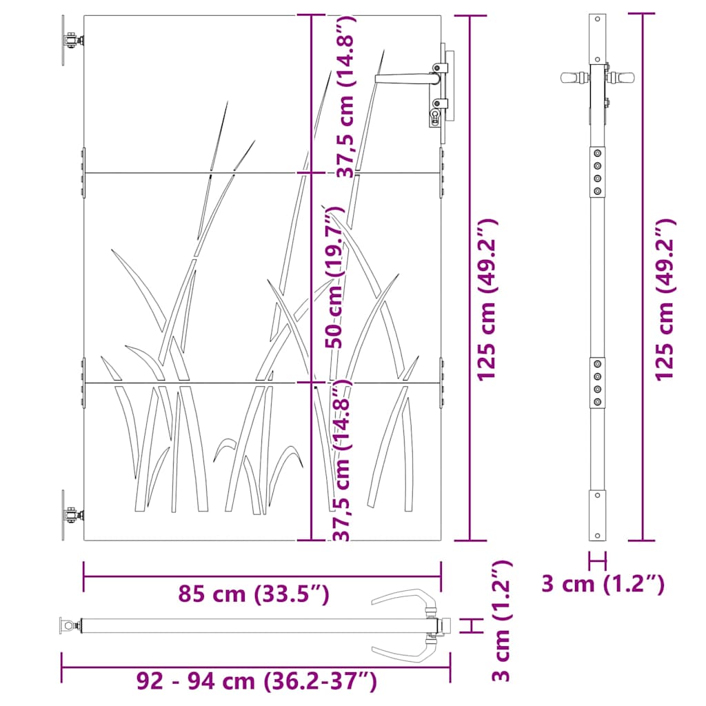 vidaXL Cancello da giardino con blocco Nero 105 x 125 cm