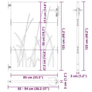 vidaXL Cancello da giardino con blocco Nero 105 x 125 cm