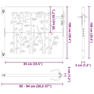 Cancello da giardino con blocco Nero 105 x 100 cm 42015869
