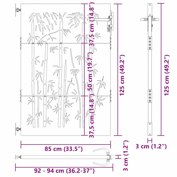 Cancello da giardino con blocco Nero 105 x 125 cm 42015870