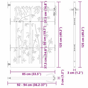 vidaXL Cancello da giardino con blocco Nero 105 x 125 cm