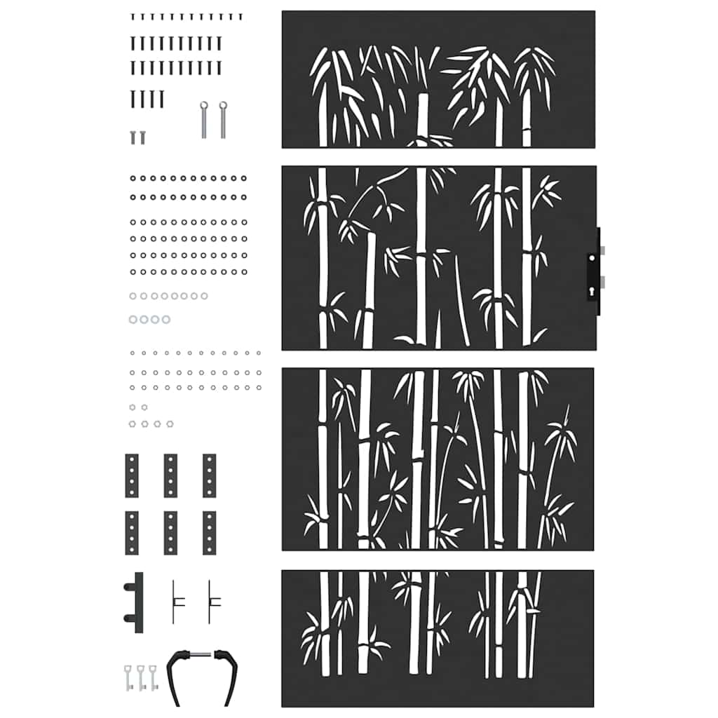 Cancello da giardino con blocco Nero 105 x 175 cm 42015872
