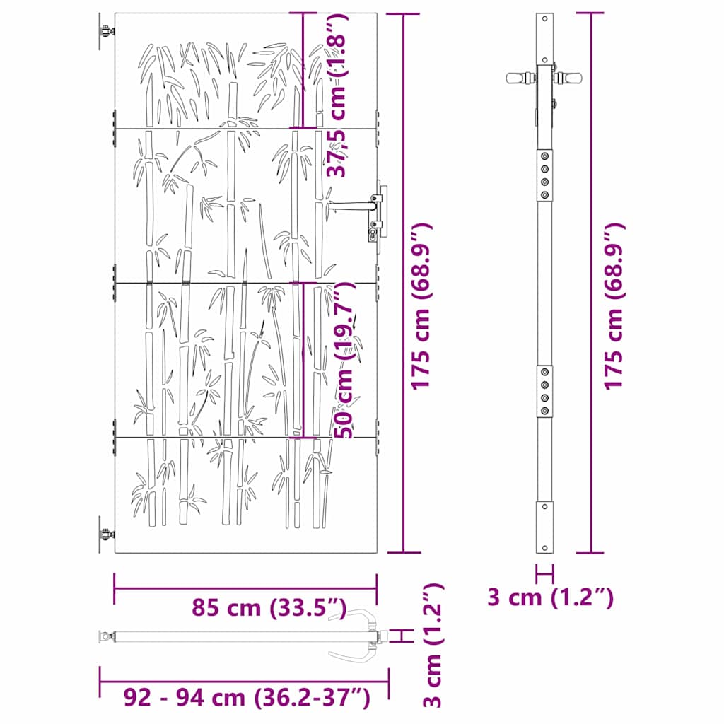 Cancello da giardino con blocco Nero 105 x 175 cm 42015872