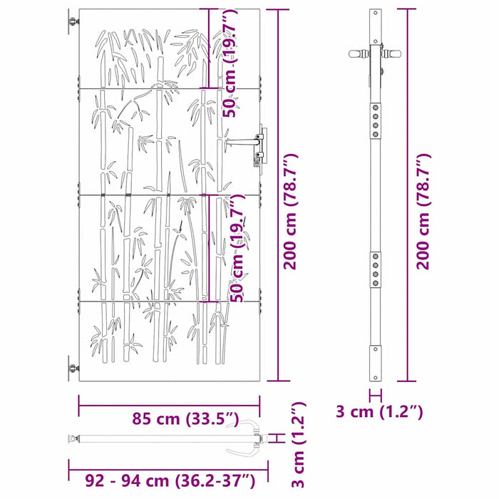 Cancello da giardino con blocco Nero 105 x 200 cm 42015873