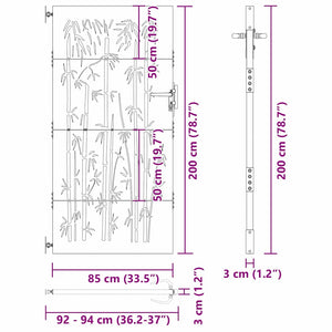 vidaXL Cancello da giardino con blocco Nero 105 x 200 cm
