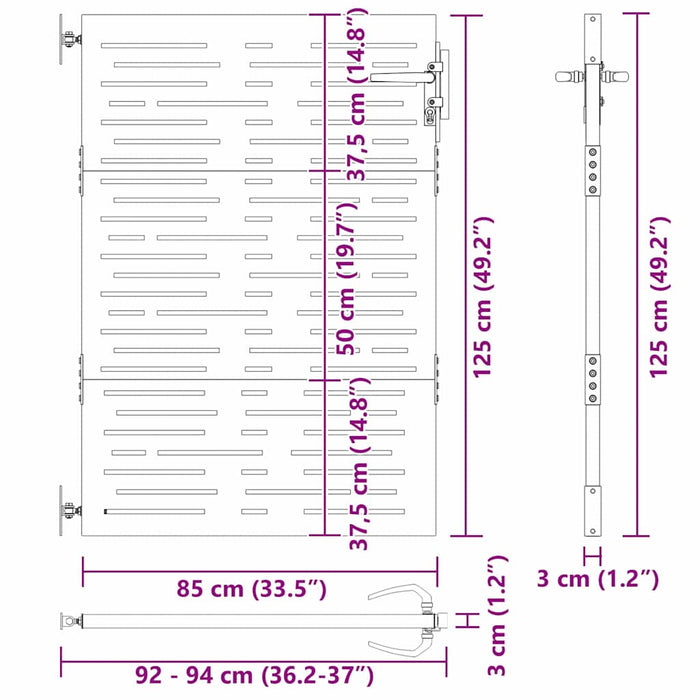 Cancello da giardino, Cancello da Giardino 85x100 cm Design Quadrato in Acciaio Corten 42015875