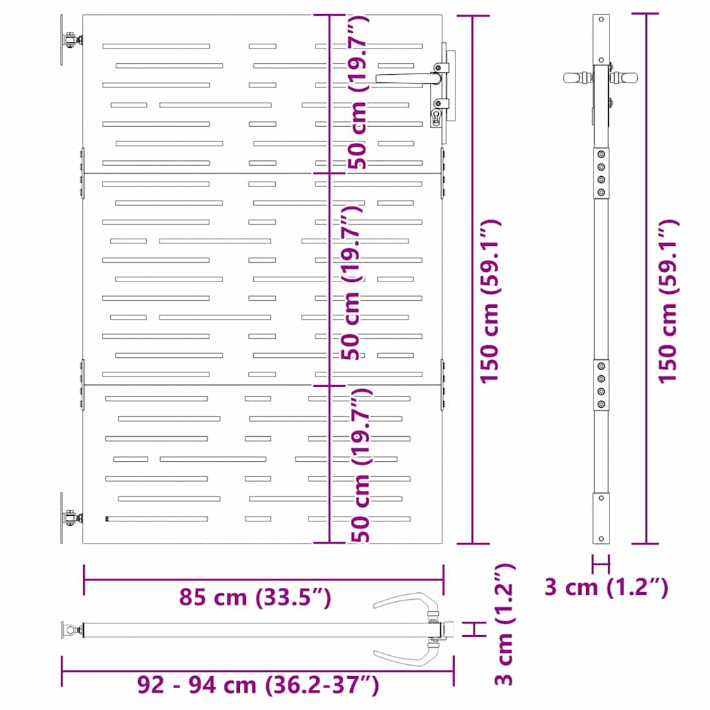 vidaXL Cancello da giardino, Cancello da Giardino 85x100 cm Design Quadrato in Acciaio Corten