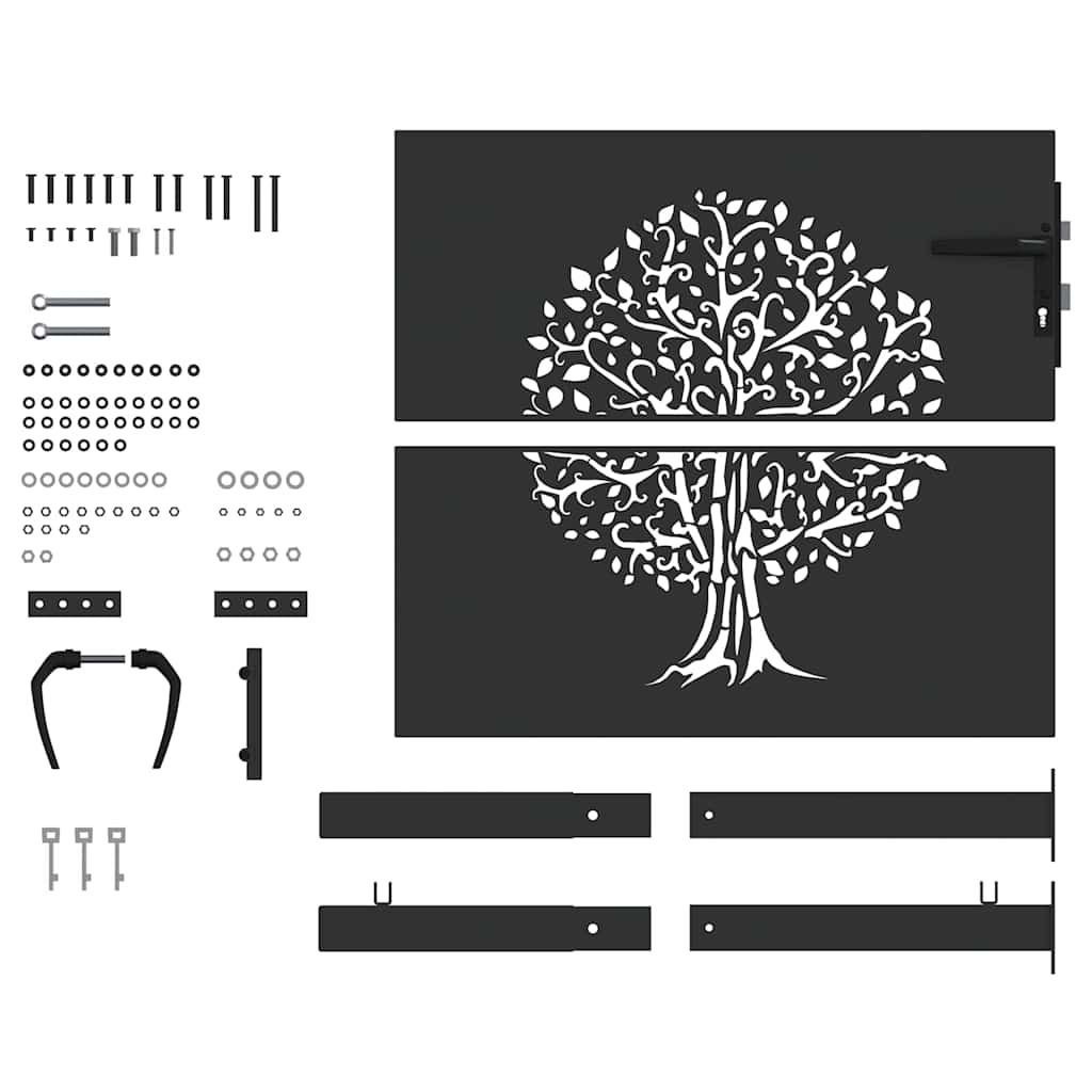 Cancello da giardino con blocco Nero 105 x 100 cm 42015884