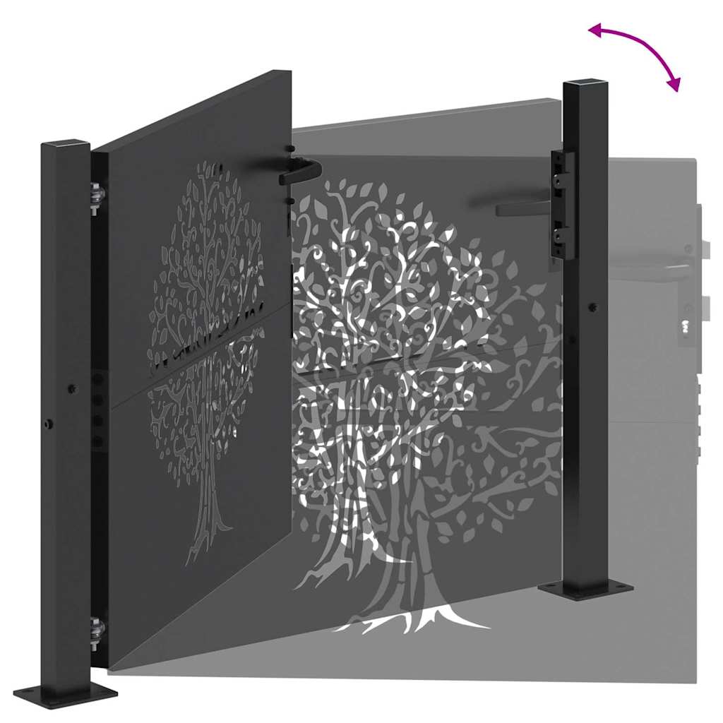 vidaXL Cancello da giardino con blocco Nero 105 x 100 cm