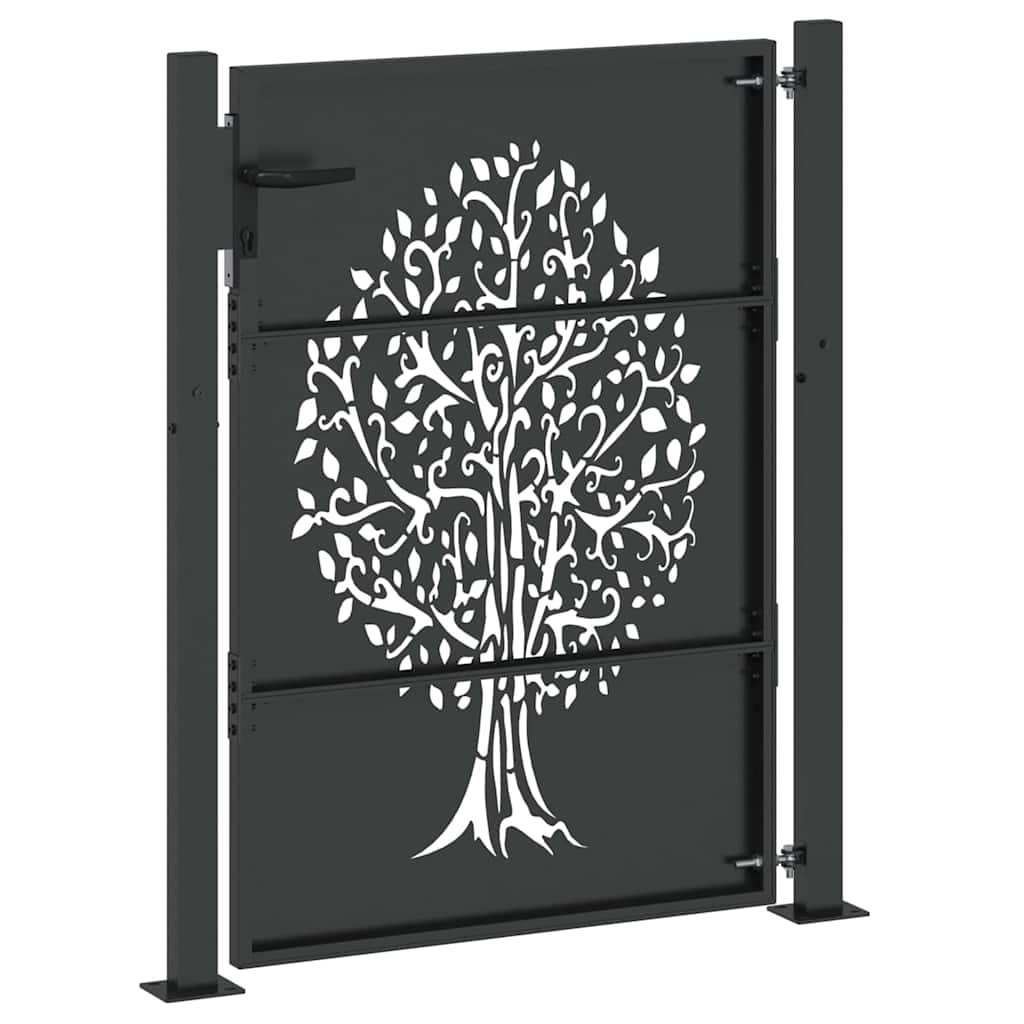 Cancello da giardino, Cancello da Giardino 105x75 cm Acciaio Corten Design Albero 42015885