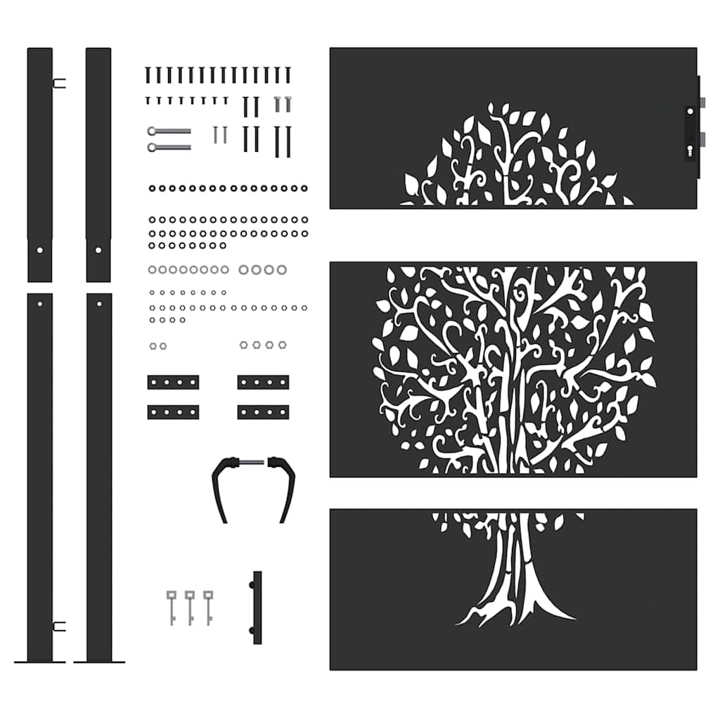 vidaXL Cancello da giardino con blocco Nero 105 x 150 cm