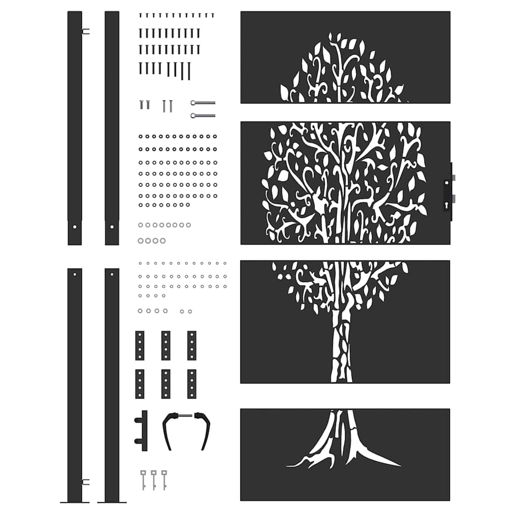 Cancello da giardino, Cancello da Giardino 105x75 cm Acciaio Corten Design Albero 42015888