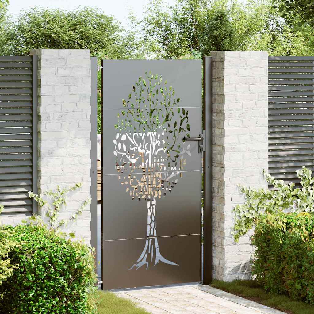 Cancello da giardino, Cancello da Giardino 105x75 cm Acciaio Corten Design Albero 42015888