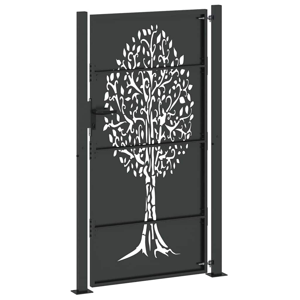 Cancello da giardino, Cancello da Giardino 105x75 cm Acciaio Corten Design Albero 42015888