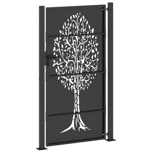 Cancello da giardino, Cancello da Giardino 105x75 cm Acciaio Corten Design Albero 42015888
