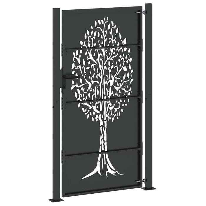 Cancello da giardino, Cancello da Giardino 105x75 cm Acciaio Corten Design Albero 42015888