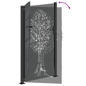 Cancello da giardino, Cancello da Giardino 105x75 cm Acciaio Corten Design Albero 42015888