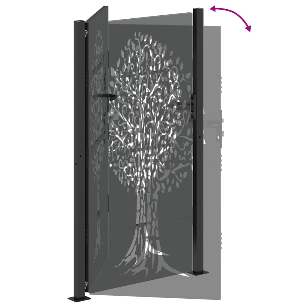 vidaXL Cancello da giardino con blocco Nero 105 x 200 cm