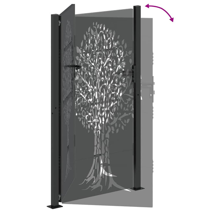 vidaXL Cancello da giardino con blocco Nero 105 x 200 cm