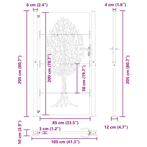 vidaXL Cancello da giardino con blocco Nero 105 x 200 cm