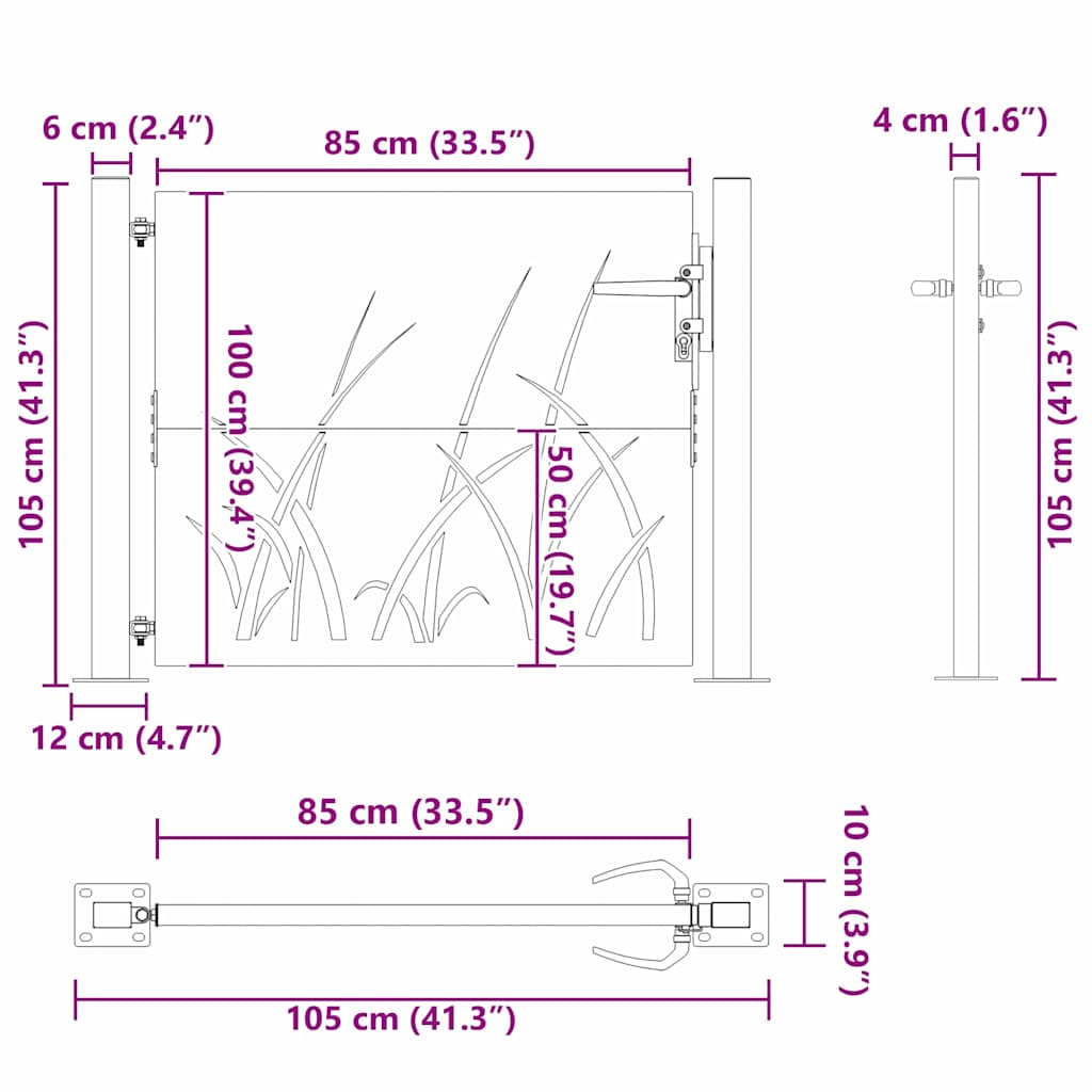 Cancello da giardino con blocco Nero 105 x 100 cm 42015889