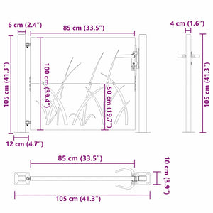 vidaXL Cancello da giardino con blocco Nero 105 x 100 cm